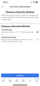 choose security method - mobile