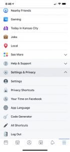 settings and privacy - mobile