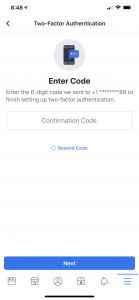 two factor authentication enter security code - mobile